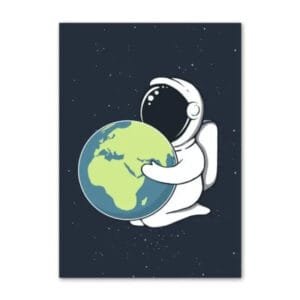 Affiche Astronaute Et Terre - Beauté De Notre Planète Bleu - 30 x 40 Cm