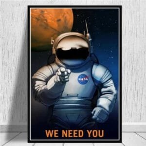 Affiche De Recrutement Pour Futurs Astronautes De La Nasa - 30 x 42 Cm