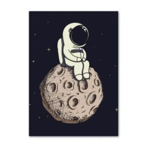 affiche du petit astronaute assis sur la lune en haute definition 30 x 40 cm 557 1
