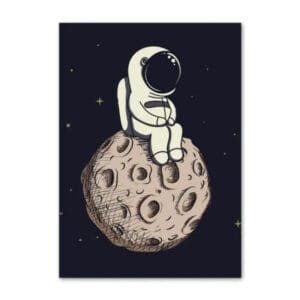 Affiche Du Petit Astronaute Assis Sur La Lune En Haute Définition - 30 x 40 Cm