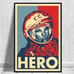 affiche heroique de youri gagarine premier astronaute 30 x 40 cm 791 1