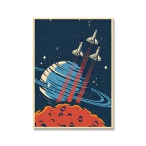 Affiche Rétro De Navette Spatiale En Toile 100% Coton - 30 x 40 Cm