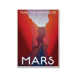 Affiche Rétro Mars: Randonnée Sur La Planète Rouge - 30 x 40 Cm