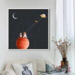 affiche spatiale astronaute et cerf volant en forme dovni 30 x cm 891 1