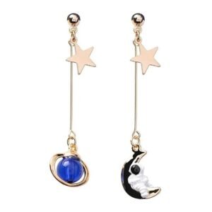 boucles doreilles asymetriques lune et planete pour vos soirees etoilees 596 1
