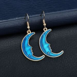 boucles doreilles croissant de lune turquoise 1