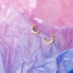 Boucles D’oreilles Croissants De Lune En Zircon Cubique Scintillant - Doré