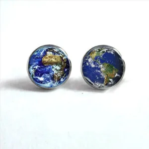 Boucles D’oreilles Planète Terre: éclat De La Planète Bleue - Bronze