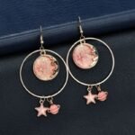 Boucles D’oreilles Pleine Lune Rose Doré