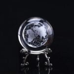 Boule Cristal Globe Terrestre Gravé
