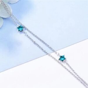 bracelet en argent avec etoiles zircon cubique turquoise 972 1