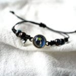 Bracelet Tendance En Corde Avec étoile Dorée Et Pierres Colorées - Croissant De Lune Avec étoile