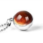 Collier En Verre Avec Image De La Planète Mars - Argenté