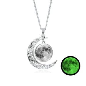 Collier Phosphorescent Croissant De Lune Et Pleine Lune
