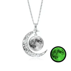 Collier Phosphorescent Croissant De Lune Et Pleine Lune