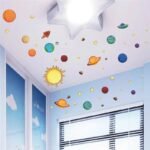 ensemble de stickers muraux du systeme solaire pour enfants 528 1