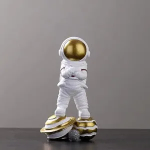 Figurine Astronaute Décorative Pour Bureau Ou Chambre Amusante - Doré