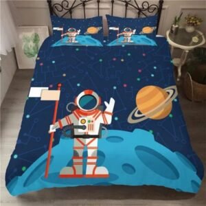 housse de couette astronaute sur corps celeste en polyester softness 140cm x 210cm 408 1
