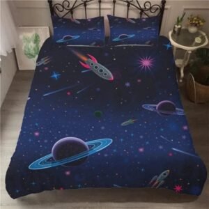 housse de couette motifs planetes pour un voyage spatial nocturne 140cm x 210cm housses 828 1
