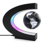 lampe globe terrestre flottant decor educatif unique pour tous les ages noir et argente 303 1