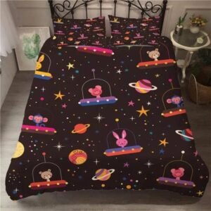 parure de lit astronomie pour enfant en polyester doux 140cm x 210cm housses de couette 486 1