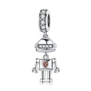 pendentif robot galactique en argent 925 et zircon poli a la main 934 1