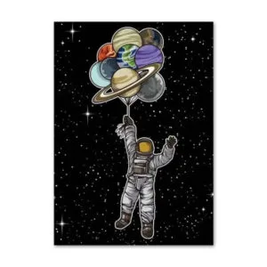Poster Astronaute Ballons Pour Un Décor Spatial Amusant Et Unique - 30 x 40 Cm