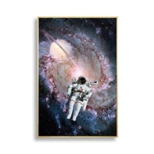 Poster Astronaute En Combinaison Sur Fond De Galaxie - 30 x 45 Cm