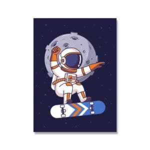 Poster Astronaute En Skateboard Pour Chambre Thème Espace - 30 x 40 Cm