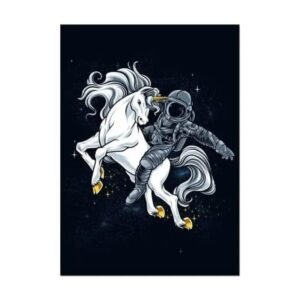 poster astronaute et licorne pour une touche magique a votre decor 20 x 25 cm 170 1