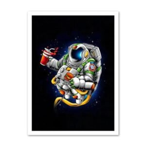poster astronaute fast food un decor delirant pour votre espace 30 x 40 cm 166 1