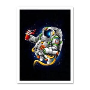 Poster Astronaute Fast Food: Un Décor Délirant Pour Votre Espace! 30 x 40 Cm