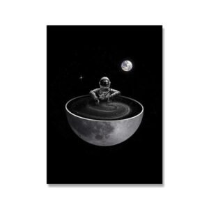 poster astronaute prenant un bain dans une demi lune 30 x 40 cm 203 1