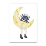 poster astronaute sur la lune en aquarelle pour chambre denfant 30 x 40 cm 638 1
