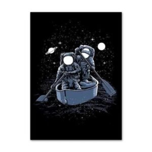 poster astronautes voyagez paisiblement dans lespace en toile coton 30 x 40 cm 824 1