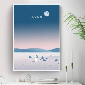 poster dastronaute sur la lune calme et bleu apaisant 30 x 40 cm 685 1