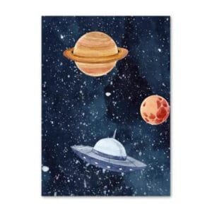 Poster Décoratif Ovni Pour La Chambre Des Enfants - 30 x 40 Cm