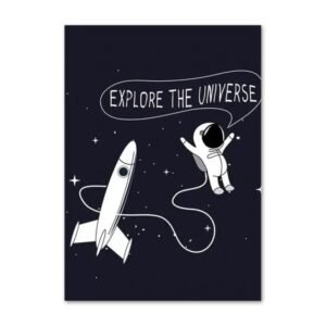 poster enfant petit astronaute explore the universe en decor magique 30 x 40 cm 347 1