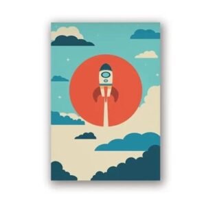 poster fusee colore en toile 100 coton pour decor spatiale 30 x 40 cm 337 1