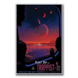 Poster Rétro De L’exoplanète Trappist-1e En Toile Coton 100% - 30 x 40 Cm