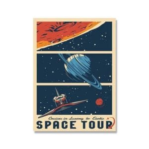 Poster Rétrofuturiste: Voyagez Dans L’espace Depuis Chez Vous! 30 x 40 Cm