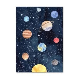 poster systeme solaire a decor aquarelle pour la chambre des enfants 30 x 40 cm 656 1
