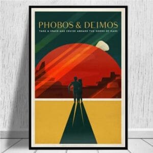 Poster Vintage: Mars Depuis Phobos Des Années 50-60 - 30 x 42 Cm