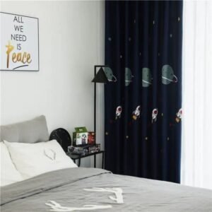 rideau planetes et fusees pour une chambre sur le theme de lespace 100 cm x 200 591 1