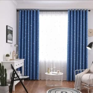 rideaux bleus etoiles et lunes pour chambre denfant astronome 890 1