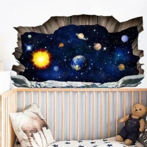 sticker mural 3d des planetes du systeme solaire pour enfants espace 578 1