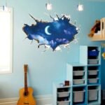 stickers 3d lune illusion dune breche ouverte vers le ciel 133 1