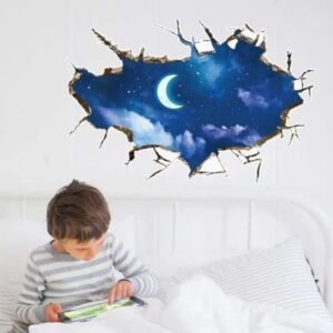 stickers 3d lune illusion dune breche ouverte vers le ciel 852 1