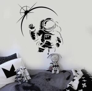 stickers muraux astronautes une touche dinspiration deco noir 56cm x 63cm astronaute 839 1