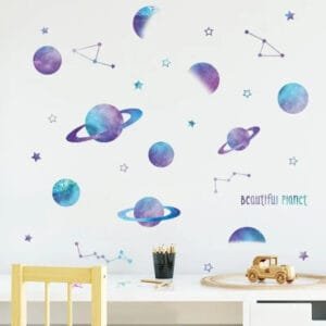 Stickers Muraux Galaxie En Bleu Et Violet Pour La Chambre 2 Stickers Muraux Galaxie En Bleu Et Violet Pour La Chambre